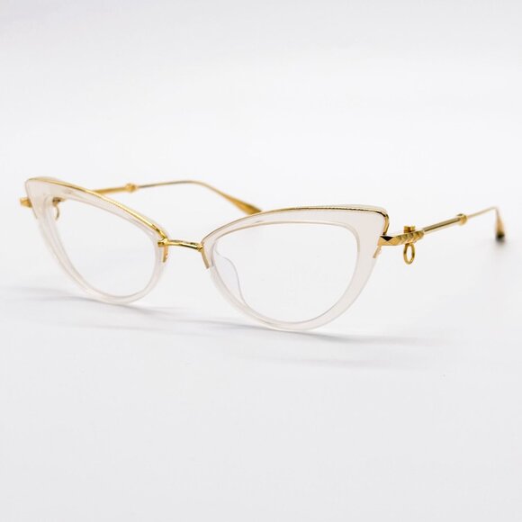 NEW VALENTINO DAYDREAM VLX-123C EYEGLASSES CAT EYE WOMEN GOLD/WHITE WITH CHAIN